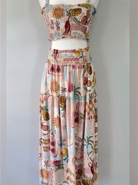Paper Heart Tropical Print and Smocked Two Piece Set